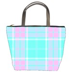 Blue And Pink Pastel Plaid Bucket Bags Front