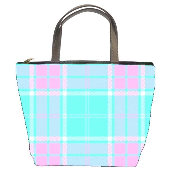 Blue And Pink Pastel Plaid Bucket Bags