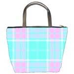 Blue And Pink Pastel Plaid Bucket Bags Back