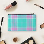 Blue And Pink Pastel Plaid Cosmetic Bag (Small)  Back