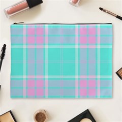 Blue And Pink Pastel Plaid Cosmetic Bag (xl) by allthingseveryone