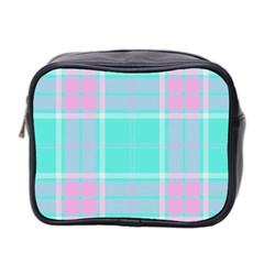 Blue And Pink Pastel Plaid Mini Toiletries Bag 2-side by allthingseveryone