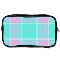 Blue And Pink Pastel Plaid Toiletries Bags 2-side by allthingseveryone