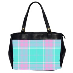 Blue And Pink Pastel Plaid Office Handbags (2 Sides)  by allthingseveryone