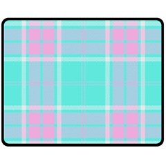 Blue And Pink Pastel Plaid Fleece Blanket (medium)  by allthingseveryone