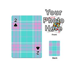 Blue And Pink Pastel Plaid Playing Cards 54 (mini)  by allthingseveryone