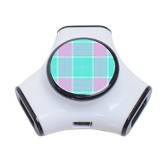 Blue And Pink Pastel Plaid 3-port Usb Hub by allthingseveryone