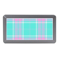 Blue And Pink Pastel Plaid Memory Card Reader (mini) by allthingseveryone