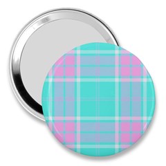 Blue And Pink Pastel Plaid 3  Handbag Mirrors by allthingseveryone