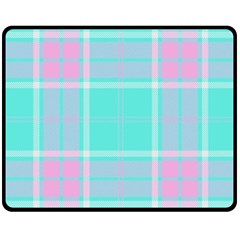 Blue And Pink Pastel Plaid Double Sided Fleece Blanket (medium)  by allthingseveryone