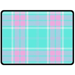 Blue And Pink Pastel Plaid Double Sided Fleece Blanket (large)  by allthingseveryone