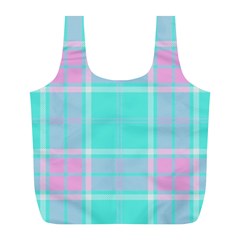 Blue And Pink Pastel Plaid Full Print Recycle Bags (l)  by allthingseveryone