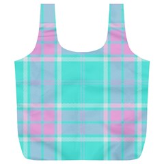 Blue And Pink Pastel Plaid Full Print Recycle Bags (l)  by allthingseveryone