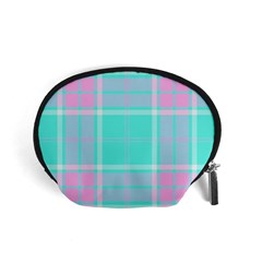 Blue And Pink Pastel Plaid Accessory Pouches (small)  by allthingseveryone