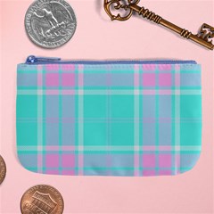 Blue And Pink Pastel Plaid Large Coin Purse by allthingseveryone