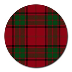 Red And Green Tartan Plaid Round Mousepads by allthingseveryone