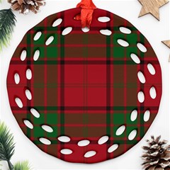 Red And Green Tartan Plaid Ornament (round Filigree)