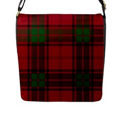 Red And Green Tartan Plaid Flap Messenger Bag (l) 