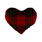 Red And Green Tartan Plaid Standard 16  Premium Flano Heart Shape Cushions Front