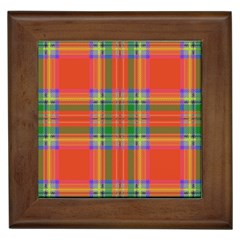 Orange And Green Plaid Framed Tiles by allthingseveryone