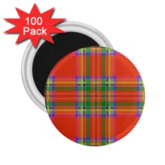 Orange And Green Plaid 2 25  Magnets (100 Pack)  by allthingseveryone