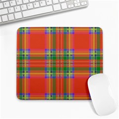 Orange And Green Plaid Large Mousepads by allthingseveryone