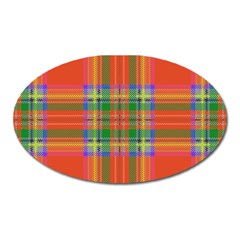 Orange And Green Plaid Oval Magnet by allthingseveryone