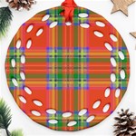 Orange And Green Plaid Ornament (Round Filigree) Front