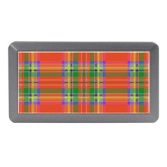 Orange And Green Plaid Memory Card Reader (mini) by allthingseveryone