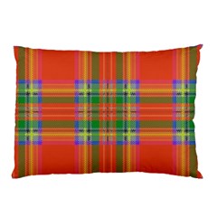 Orange And Green Plaid Pillow Case (two Sides) by allthingseveryone