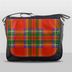 Orange And Green Plaid Messenger Bags by allthingseveryone