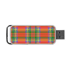 Orange And Green Plaid Portable Usb Flash (one Side) by allthingseveryone