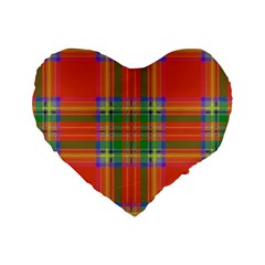 Orange And Green Plaid Standard 16  Premium Heart Shape Cushions by allthingseveryone