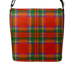 Orange And Green Plaid Flap Messenger Bag (l)  by allthingseveryone