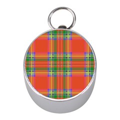 Orange And Green Plaid Mini Silver Compasses by allthingseveryone