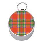 Orange And Green Plaid Mini Silver Compasses Front