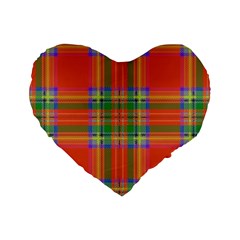 Orange And Green Plaid Standard 16  Premium Flano Heart Shape Cushions by allthingseveryone