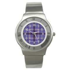 Purple Heather Plaid Stainless Steel Watch by allthingseveryone