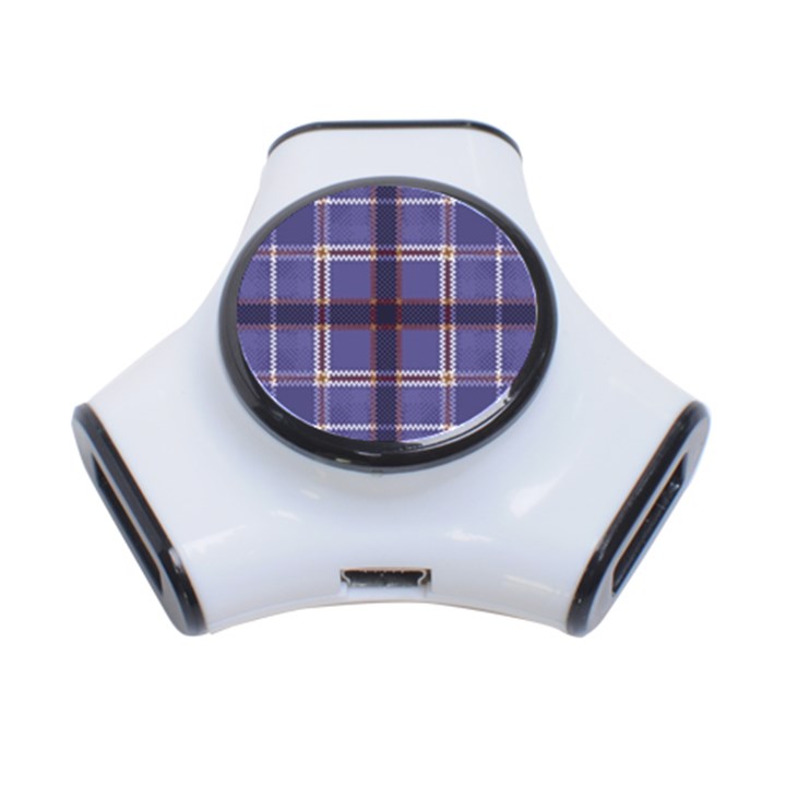 Purple Heather Plaid 3-Port USB Hub