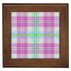 Pink And Blue Plaid Framed Tiles by allthingseveryone