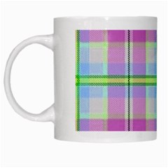 Pink And Blue Plaid White Mugs by allthingseveryone