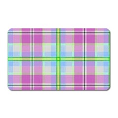 Pink And Blue Plaid Magnet (rectangular) by allthingseveryone