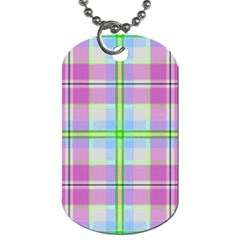 Pink And Blue Plaid Dog Tag (two Sides) by allthingseveryone