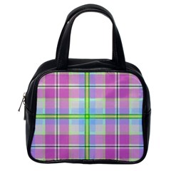 Pink And Blue Plaid Classic Handbags (one Side) by allthingseveryone