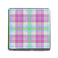 Pink And Blue Plaid Memory Card Reader (square) by allthingseveryone