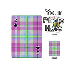 Pink And Blue Plaid Playing Cards 54 (mini)  by allthingseveryone