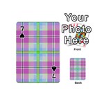 Pink And Blue Plaid Playing Cards 54 (Mini)  Front - Spade7