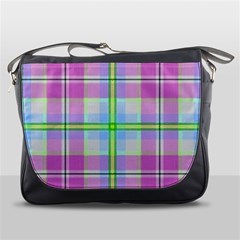 Pink And Blue Plaid Messenger Bags by allthingseveryone