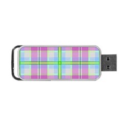 Pink And Blue Plaid Portable Usb Flash (one Side) by allthingseveryone