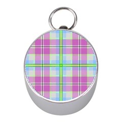 Pink And Blue Plaid Mini Silver Compasses by allthingseveryone